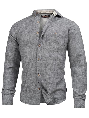 Indicode Herren INNiell Hemd mit Brusttasche und Button-Down-Kragen | Herrenhemd Männerhemd Black, XXL von Indicode