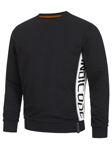 Indicode Herren INNilon Sweatshirt mit Rundhals| Herrensweatshirt Pulli Sweater Pullover Männer Black, S von Indicode
