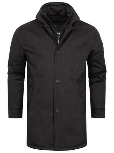 Indicode Herren INOklaho Kurzmantel mit Stehkragen und verdecktem Reißverschluss | Mantel Parka Männer Black, XXL von Indicode