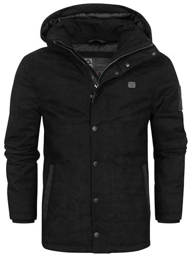 Indicode Herren INOlime Winterjacke mit Kapuze und verdecktem Reißverschluß | Herrenjacke Mantel Männer Black, M von Indicode