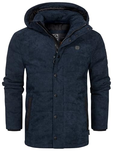Indicode Herren INOlime Winterjacke mit Kapuze und verdecktem Reißverschluß | Herrenjacke Mantel Männer Navy, L von Indicode