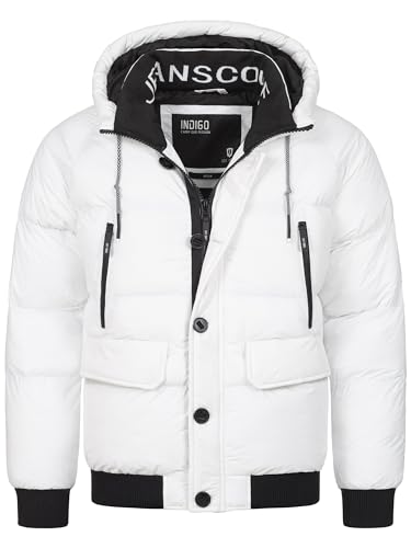 Indicode Herren INPaulix Steppjacke mit Kapuze | Herrenjacke Winterjacke Freizeitjacke Männer Offwhite M von Indicode