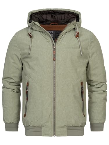 Indicode Herren INPeshastin Übergangsjacke mit Kapuze und Reißverschluss | Herrenjacke Dark Olive, L von Indicode