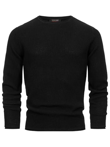 Indicode Herren INPetri Strickpullover aus Baumwollmischung | Feinstrick-Pullover für Männer Black, XXL von Indicode