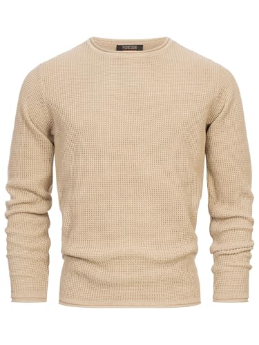 Indicode Herren INPetri Strickpullover aus Baumwollmischung | Feinstrick-Pullover für Männer Irish Cream, S von Indicode