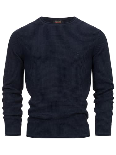 Indicode Herren INPetri Strickpullover aus Baumwollmischung | Feinstrick-Pullover für Männer Navy, S von Indicode