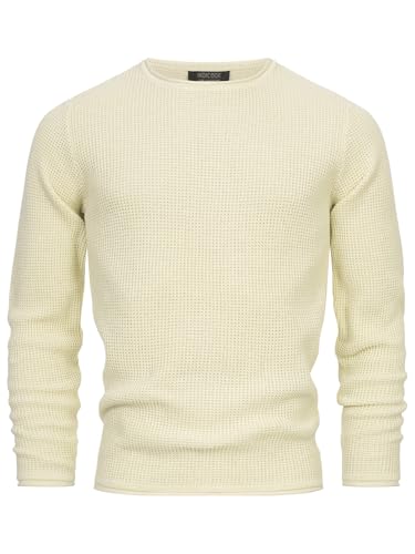 Indicode Herren INPetri Strickpullover aus Baumwollmischung | Feinstrick-Pullover für Männer White Asparagus, S von Indicode
