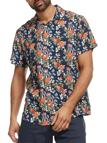 Indicode Herren INPodrick Retro-Hemd mit Muster | Herrenhemd Kurzarm für Männer Navy, S Indicode Herren INPodrick Retro-Hemd mit Muster | Herrenhemd Kurzarm für Männer Navy, S von Indicode