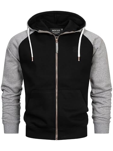 Indicode Herren INPulko Kapuzensweatjacke | Hoodie Kapuzenpullover Pulli für Männer Black L von Indicode