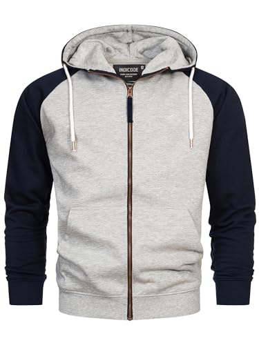 Indicode Herren INPulko Kapuzensweatjacke | Hoodie Kapuzenpullover Pulli für Männer Lt Grey Mix XL von Indicode