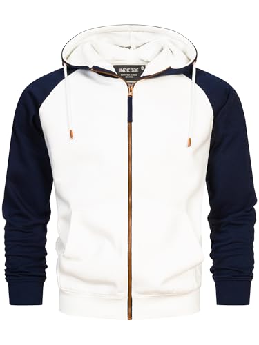 Indicode Herren INPulko Kapuzensweatjacke | Hoodie Kapuzenpullover Pulli für Männer Offwhite L von Indicode