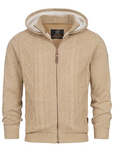 Indicode Herren INRandolph Strickjacke mit Kapuze und Reißverschluss | Cardigan Feinstrickjacke für Männer Cornstalk L von Indicode