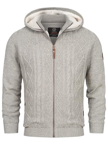 Indicode Herren INRandolph Strickjacke mit Kapuze und Reißverschluss | Cardigan Feinstrickjacke für Männer Lt Grey XXL von Indicode