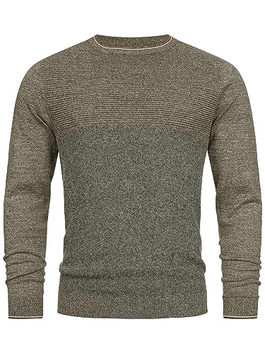 Indicode Herren INReign Feinstrickpullover mit Rundhals-Ausschnitt | Strickpullover aus Baumwolle Army S von Indicode