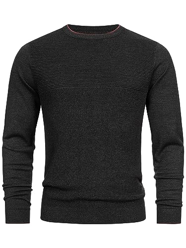 Indicode Herren INReign Feinstrickpullover mit Rundhals-Ausschnitt | Strickpullover aus Baumwolle Black XXL von Indicode
