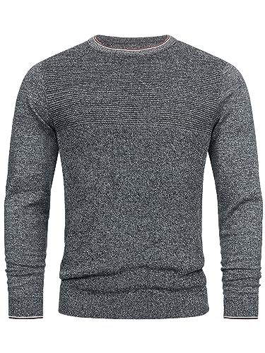 Indicode Herren INReign Feinstrickpullover mit Rundhals-Ausschnitt | Strickpullover aus Baumwolle Dark Navy L von Indicode