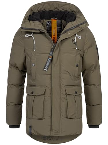 Indicode Herren INRene Winterparka mit Kapuze | Herrenparka Parka Winterjacke Mantel Männer Army L von Indicode