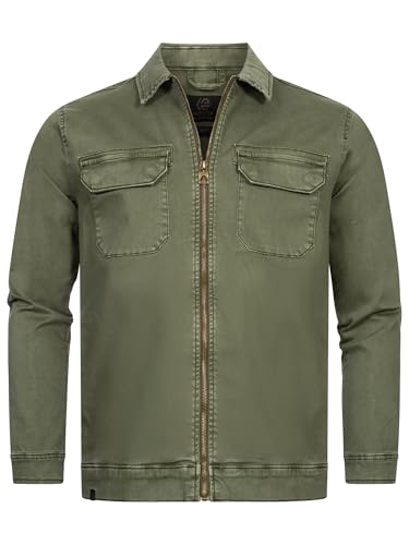 Indicode Herren INRusso Langarm-Hemd mit Zwei Brust-Taschen und Reißverschluss | Herrenjacke Männer Army XXL von Indicode