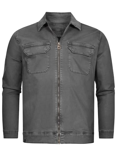 Indicode Herren INRusso Langarm-Hemd mit Zwei Brust-Taschen und Reißverschluss | Herrenjacke Männer Raven, S von Indicode
