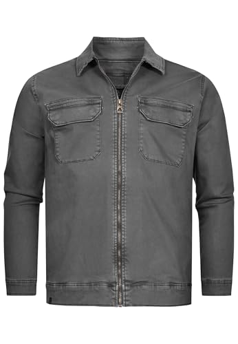 Indicode Herren INRusso Langarm-Hemd mit Zwei Brust-Taschen und Reißverschluss | Herrenjacke Männer Raven XXL von Indicode