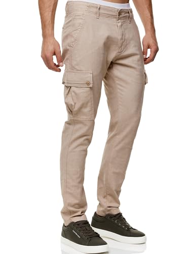 Indicode Herren INSafi Cargohose aus Baumwoll-Leinen Mischung | Freizeithose für Männer Cornstalk XL von Indicode