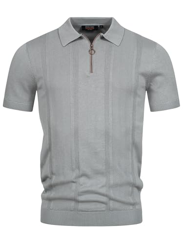 Indicode Herren INSago Poloshirt mit Reißverschluss | Herrenpoloshirt Polokragen Baumwollshirt Lt Grey Mix, XXL von Indicode
