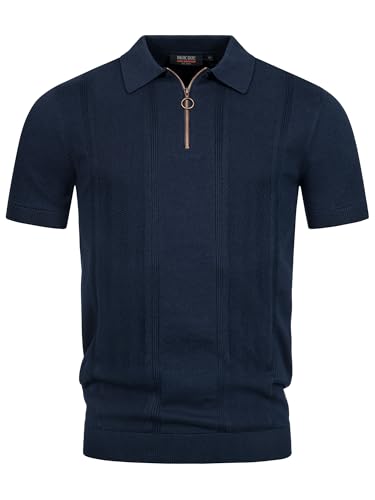 Indicode Herren INSago Poloshirt mit Reißverschluss | Herrenpoloshirt Polokragen Baumwollshirt Navy, XXL von Indicode