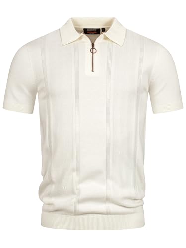 Indicode Herren INSago Poloshirt mit Reißverschluss | Herrenpoloshirt Polokragen Baumwollshirt Offwhite, XXL von Indicode
