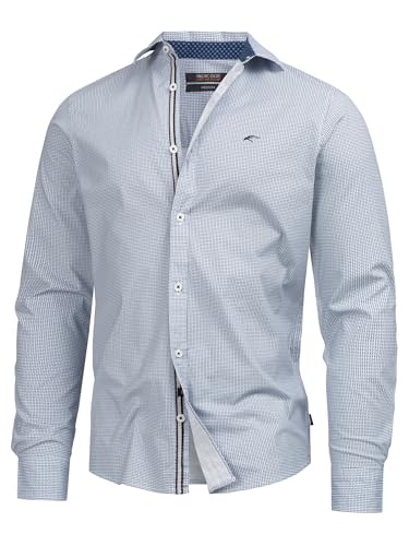 Indicode Herren INSamwell Hemd Gemustert aus 98% Baumwolle | Herrenhemd für Männer Navy, S von Indicode