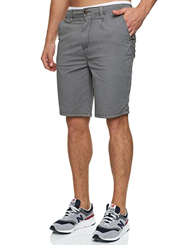 Indicode Herren INSan Chino Shorts mit 4 Taschen aus 98% Baumwolle | Bermuda Sommershorts für Männer Pewter, M von Indicode
