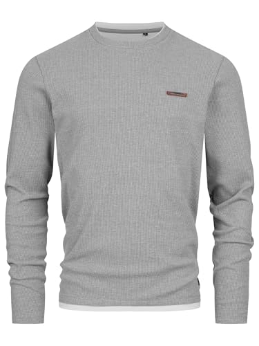 Indicode Herren INSigfinn Langarmshirt aus Baumwollmix | Herrenshirt Langarm Longsleeve Shirt Männer Lt Grey, XXL von Indicode