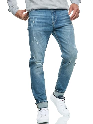 Indicode Herren INSmalinos Jeanshose aus Baumwolle mit 5 Taschen | Herrenhose Herrenjeans Denim Männer Mid Destroy Wash, 30/32 von Indicode