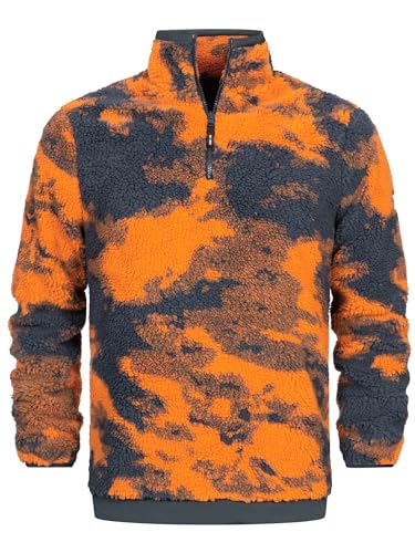 Indicode Herren INSofiane Fleece-Pullover mit Stehkragen & Reißverschluss | Herrenpulli Sweater für Männer Russet Orange, XL von Indicode