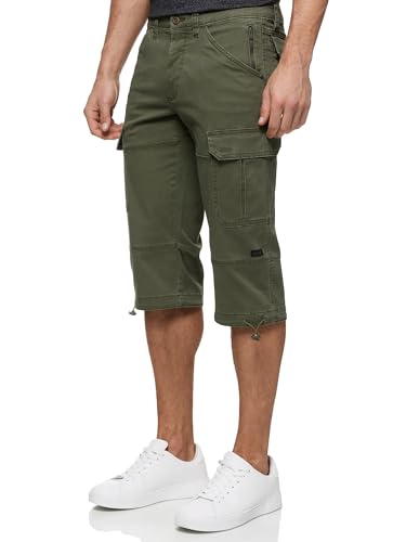 Indicode Herren INStevie 3/4 Cargo-Shorts mit 6 Taschen | Herrenshorts aus Baumwolle Army, M von Indicode