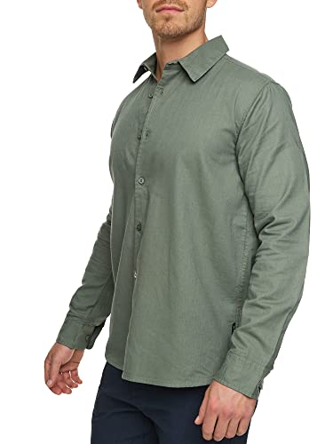 Indicode Herren INSville Sommer-Hemd aus Baumwoll-Leinen Mischung | Herrenhemd für Männer Agave Green XL von Indicode