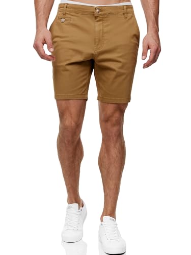 Indicode Herren INSylvester Chino Shorts mit 4 Taschen aus 98% Baumwolle | Bermuda Sommershorts für Männer Amber, S von Indicode