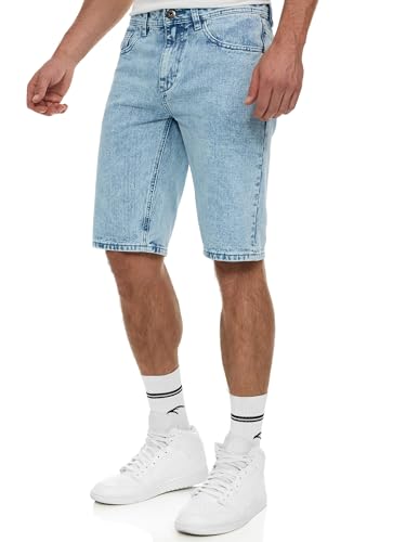 Indicode Herren INTempol Jeans Shorts aus 85% Baumwolle | Herrenshorts Denim Washed Look für Männer Alaska Blue, XXL von Indicode