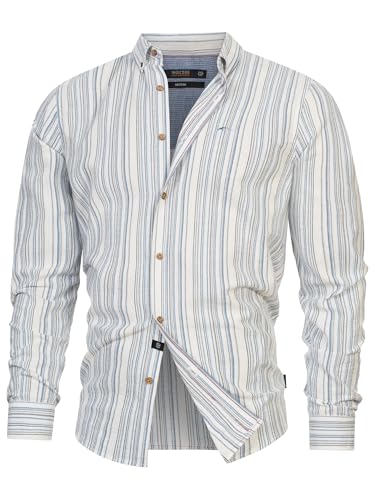Indicode Herren INTerra Langarm-Hemd aus Baumwollmischung | Herrenhemd gestreift mit Kent-Kragen Männerhemd Navy Mix, S von Indicode