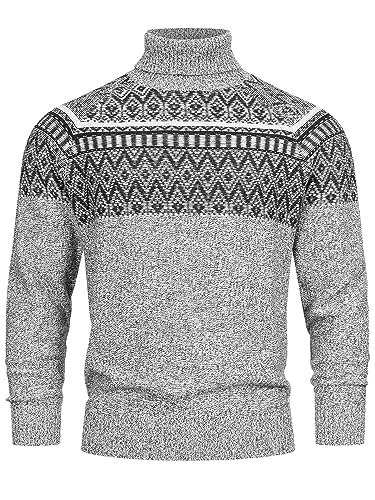 Indicode Herren INThomus Pullover mit Rollkragen aus Baumwolle | Strickpullover White Asparagus, S von Indicode