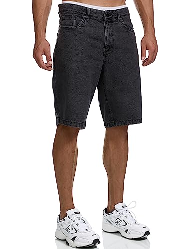 Indicode Herren INTian Jeans Shorts mit 4 Taschen | Herrenshorts Used Look für Männer Black XXL von Indicode