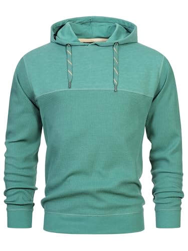 Indicode Herren INTommaso Sweatshirt mit Kapuze aus Waffelstrick-Jersey | Hoodie Kapuzenpullover für Männer Deep Sea, M von Indicode