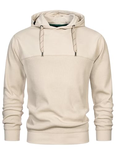 Indicode Herren INTommaso Sweatshirt mit Kapuze aus Waffelstrick-Jersey | Hoodie Kapuzenpullover für Männer Kit, L von Indicode