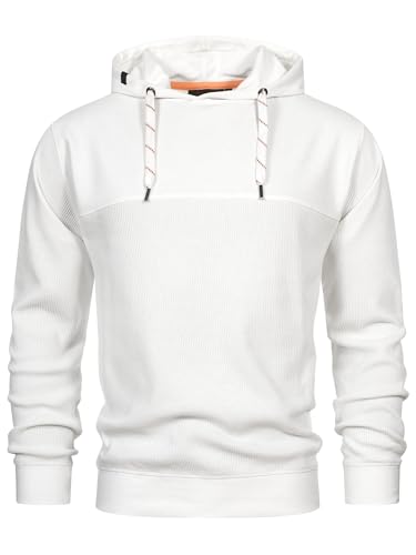 Indicode Herren INTommaso Sweatshirt mit Kapuze aus Waffelstrick-Jersey | Hoodie Kapuzenpullover für Männer Offwhite, L von Indicode