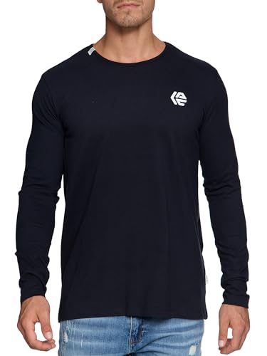 Indicode Herren INTrense Langarmshirt aus Baumwolle | Herrenshirt Langarm Longsleeve Shirt Männer Black, M von Indicode
