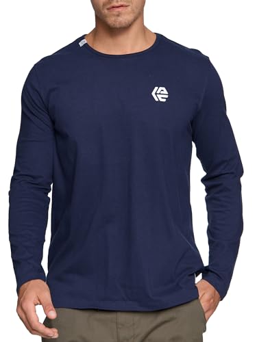 Indicode Herren INTrense Langarmshirt aus Baumwolle | Herrenshirt Langarm Longsleeve Shirt Männer Navy, M von Indicode