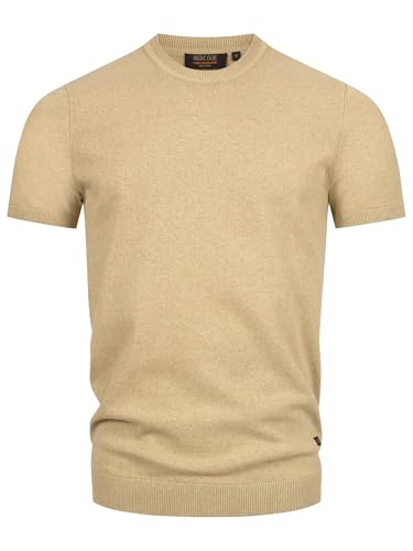 Indicode Herren INVasko T-Shirt Feinstrick mit Rippstricksaum | Herrenshirt Sommershirt Männer Cornstalk, M von Indicode