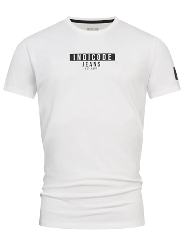 Indicode Herren INVegas T-Shirt mit Rundhals-Ausschnitt aus Baumwolle | Herrenshirt Sommershirt Männer Offwhite, L von Indicode