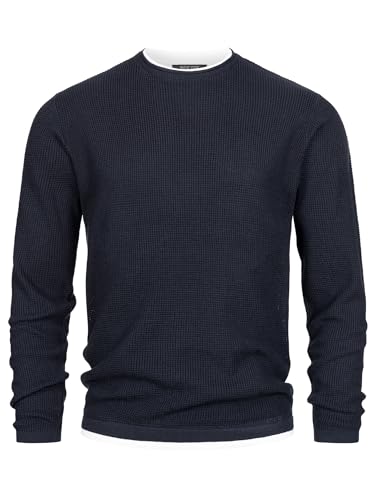 Indicode Herren INVillads Strickpullover mit Rundhals-Ausschnitt | Feinstrick-Pulli Cardigan für Männer Navy XL Indicode Herren INVillads Strickpullover mit Rundhals-Ausschnitt | Feinstrick-Pulli Cardigan für Männer Navy XL von Indicode
