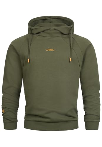 Indicode Herren INVir Sweatshirt mit Schalkragen und Kapuze | Kapuzenpullover für Männer Army, XXL von Indicode