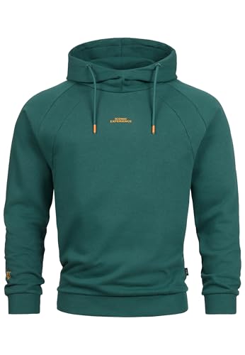 Indicode Herren INVir Sweatshirt mit Schalkragen und Kapuze | Kapuzenpullover für Männer Pine Green, L von Indicode